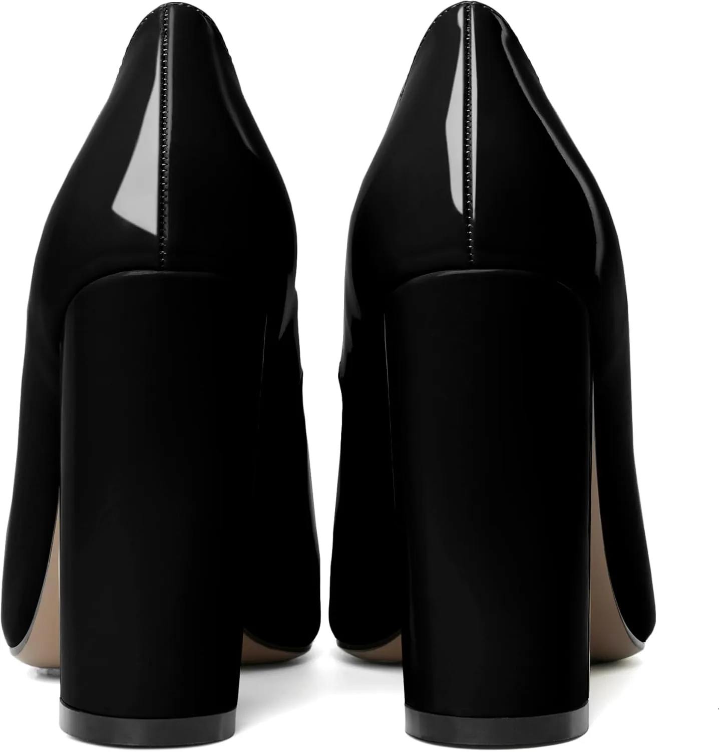 Esvowido Women's Chunky Heel Loafer Pumps with Trim High Block Heels Slip on Dress Shoes for Wedding Party Casual