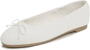 FEVERSOLE Women's Bow Tie Fashion Dress Slip On Shoes Round Toe Ballet Flat