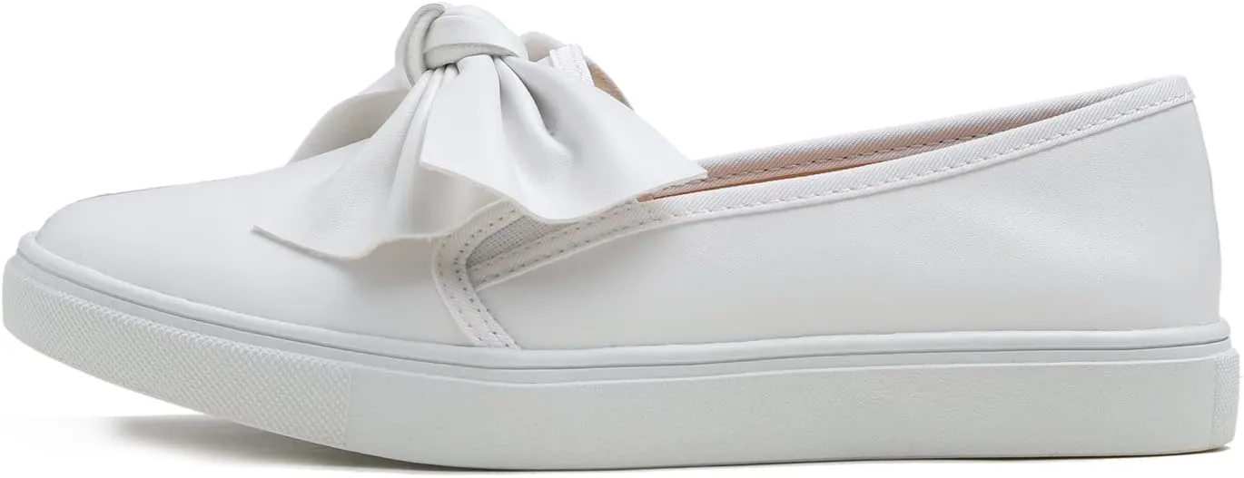 FEVERSOLE Women's Casual Slip On Sneaker Fashion Bow Tie Loafer Flats