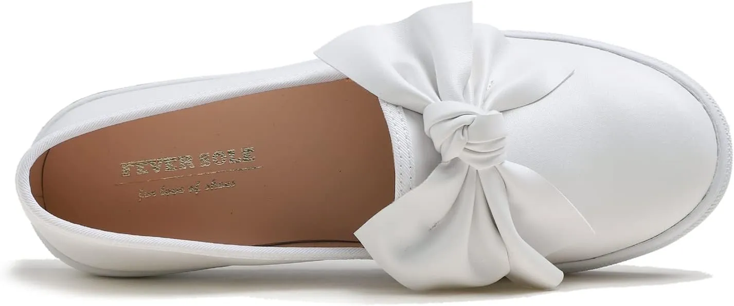 FEVERSOLE Women's Casual Slip On Sneaker Fashion Bow Tie Loafer Flats