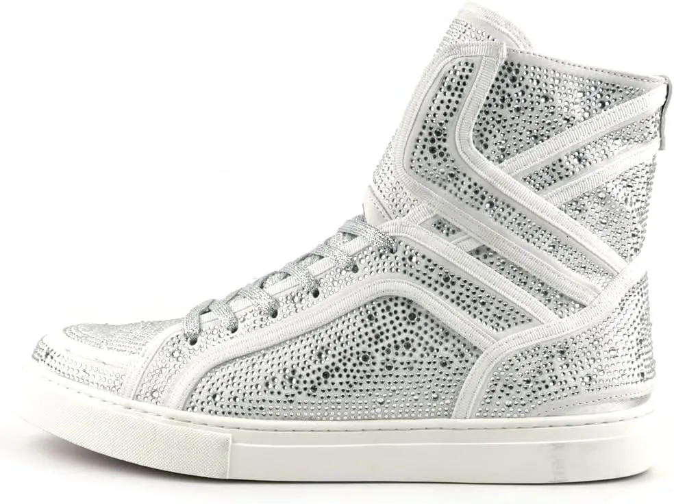 FI-2402 Rhinestones Suedes High Top Sneaker