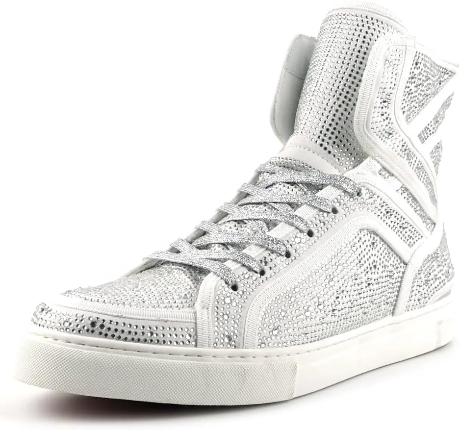 FI-2402 Rhinestones Suedes High Top Sneaker
