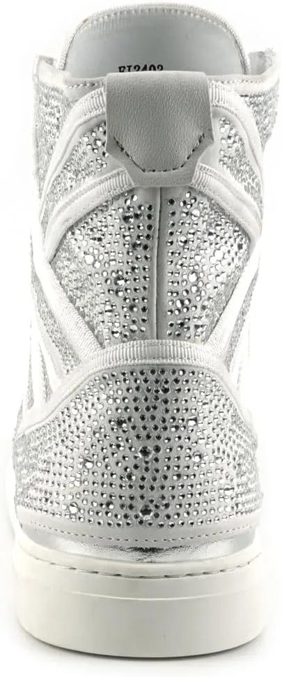 FI-2402 Rhinestones Suedes High Top Sneaker