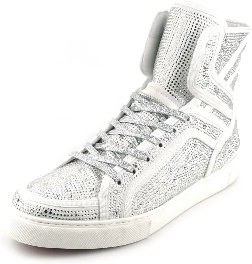 FI-2402 Rhinestones Suedes High Top Sneaker