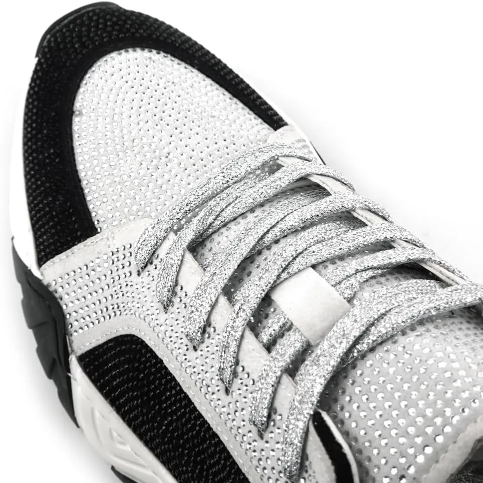 FI-2407 Suede Rhinestones Lace up Sneaker