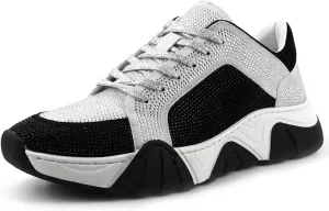 FI-2407 Suede Rhinestones Lace up Sneaker