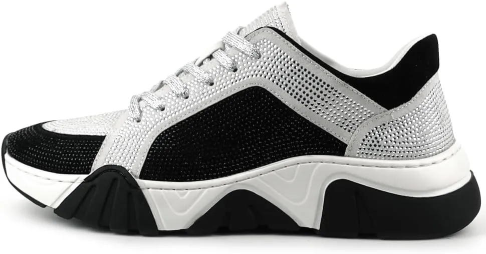 FI-2407 Suede Rhinestones Lace up Sneaker
