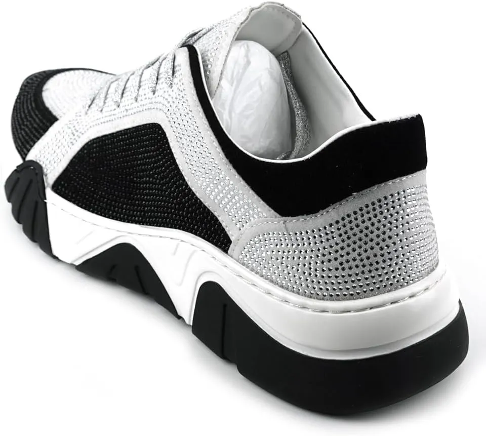 FI-2407 Suede Rhinestones Lace up Sneaker