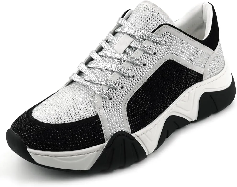 FI-2407 Suede Rhinestones Lace up Sneaker