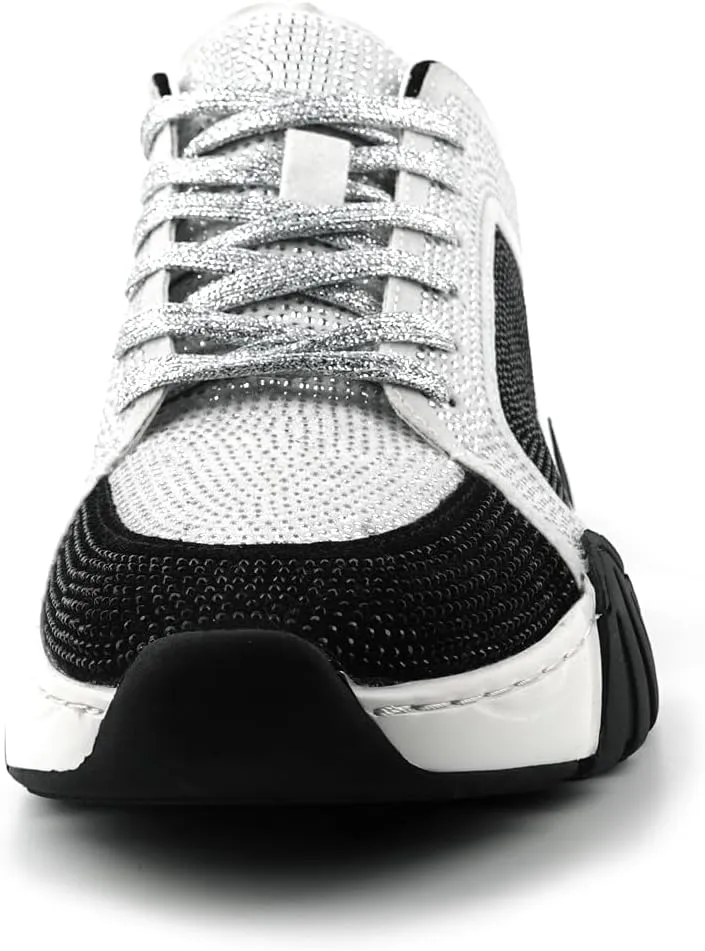 FI-2407 Suede Rhinestones Lace up Sneaker