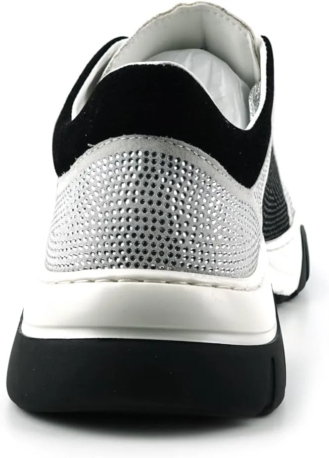 FI-2407 Suede Rhinestones Lace up Sneaker