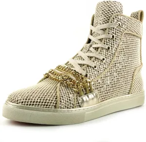 FI-2410 Glitter Lace up High top Sneaker with Chain