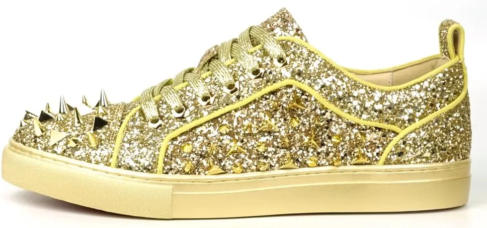 FI-2429 Glitter Spikes Cap Toe Lace up Sneaker