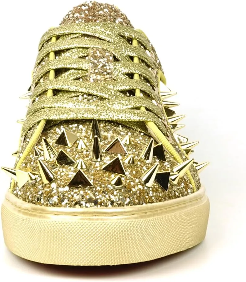 FI-2429 Glitter Spikes Cap Toe Lace up Sneaker
