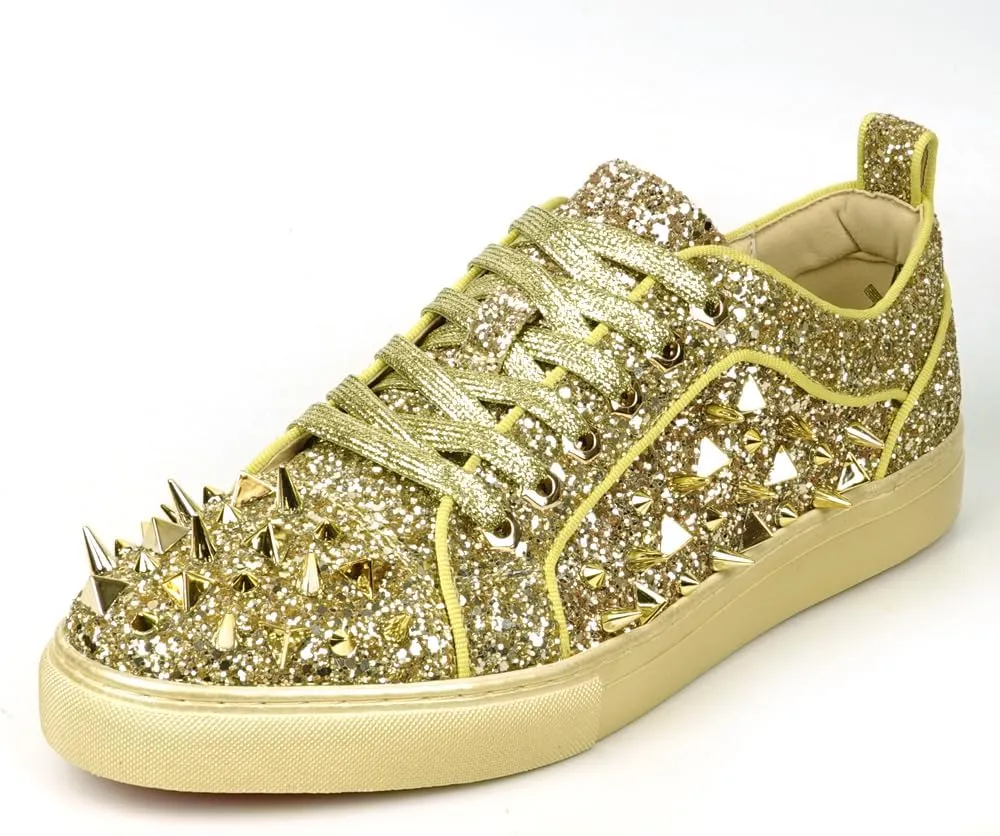 FI-2429 Glitter Spikes Cap Toe Lace up Sneaker