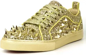 FI-2429 Glitter Spikes Cap Toe Lace up Sneaker