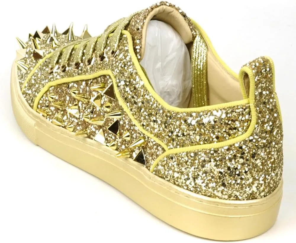 FI-2429 Glitter Spikes Cap Toe Lace up Sneaker