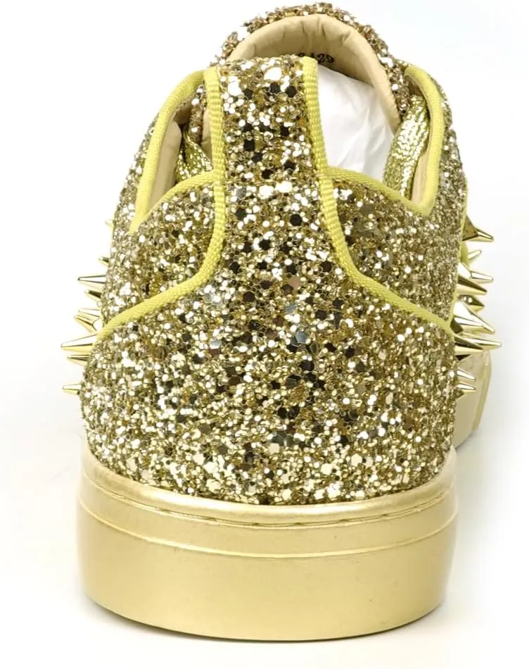 FI-2429 Glitter Spikes Cap Toe Lace up Sneaker