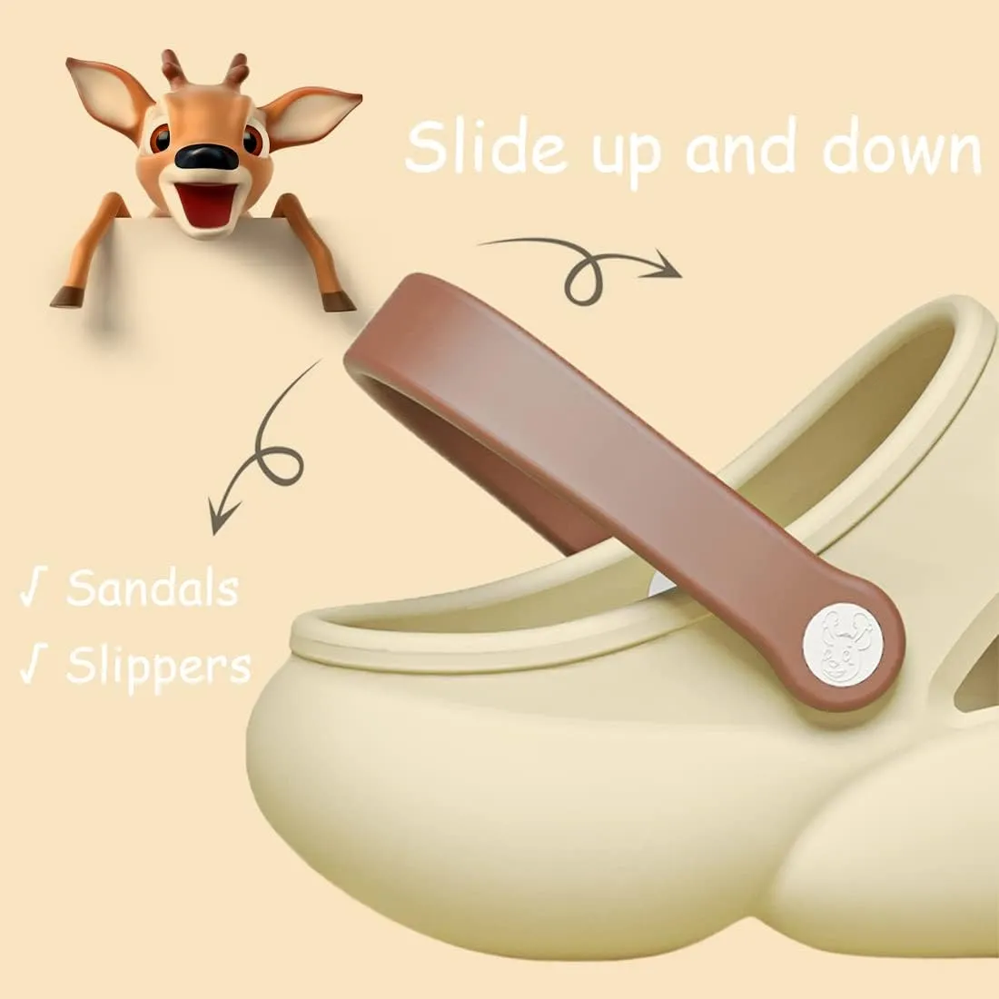 Fiedaz Toddler Baby Cute Deer Garden Clogs Boys Girls Lightweight Breathable Slides Sandals for Little Kids Beach Shower Pool Sandals