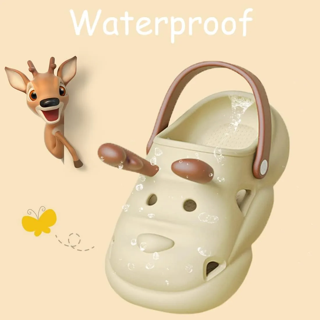 Fiedaz Toddler Baby Cute Deer Garden Clogs Boys Girls Lightweight Breathable Slides Sandals for Little Kids Beach Shower Pool Sandals