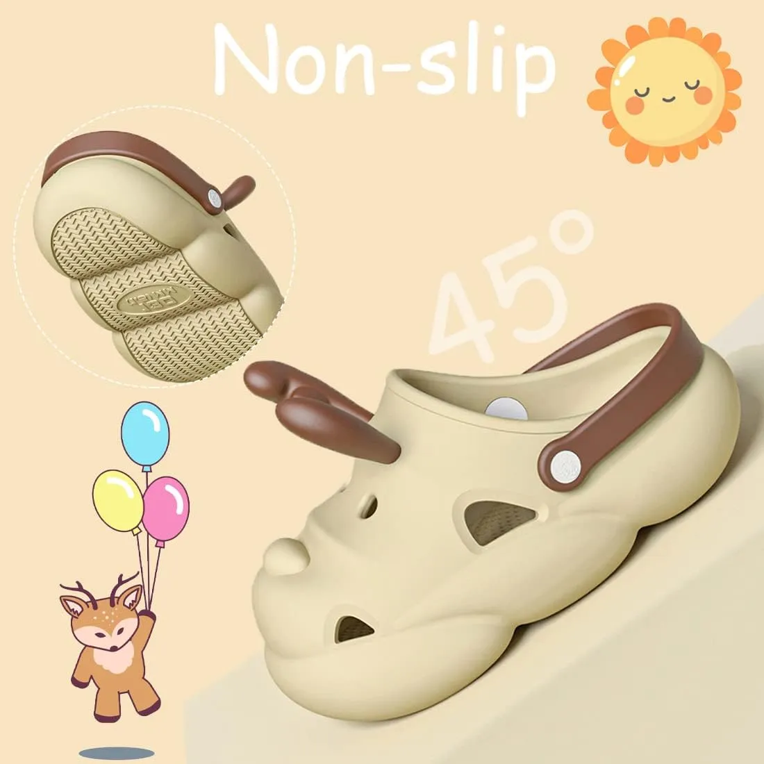 Fiedaz Toddler Baby Cute Deer Garden Clogs Boys Girls Lightweight Breathable Slides Sandals for Little Kids Beach Shower Pool Sandals