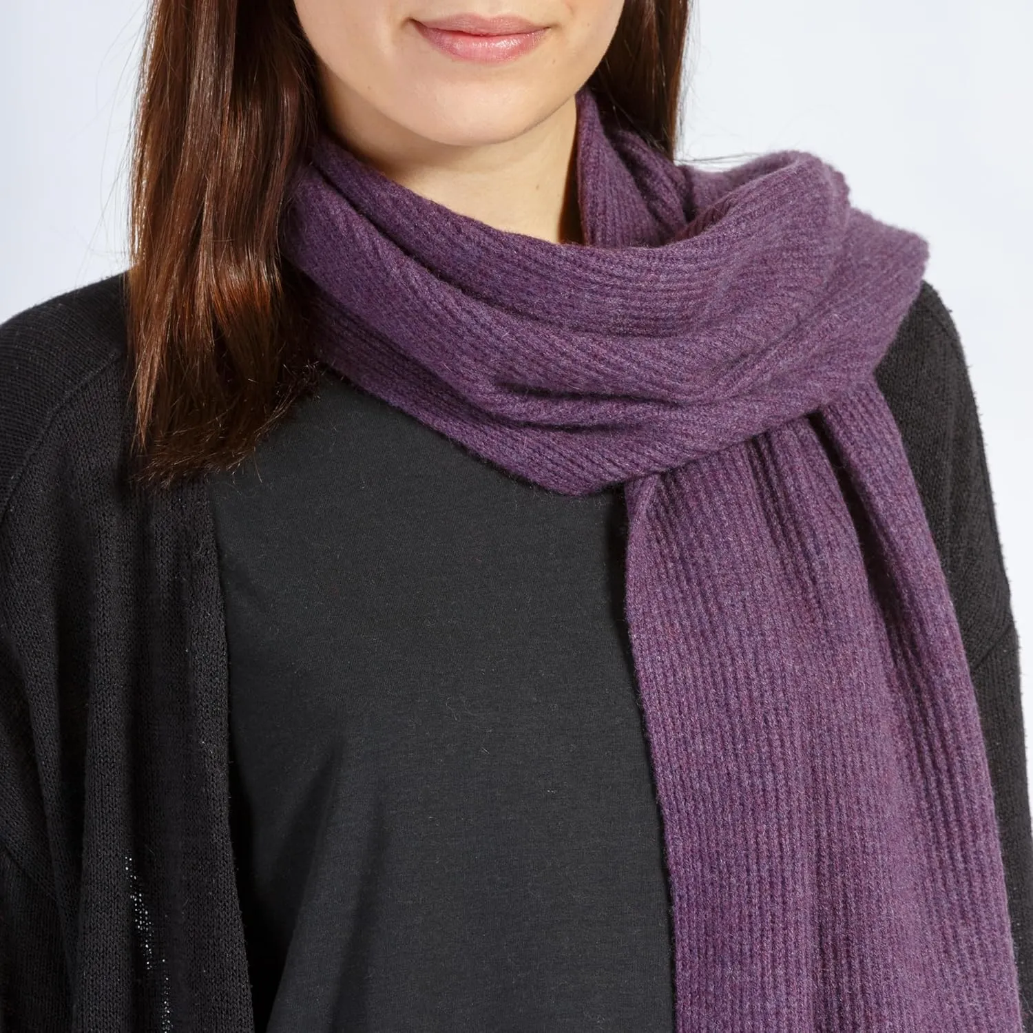 Fishers Finery Women's 100% Cashmere Ribbed Knit Winter Scarf | Black Label Box