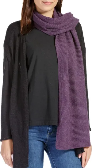 Fishers Finery Women's 100% Cashmere Ribbed Knit Winter Scarf | Black Label Box