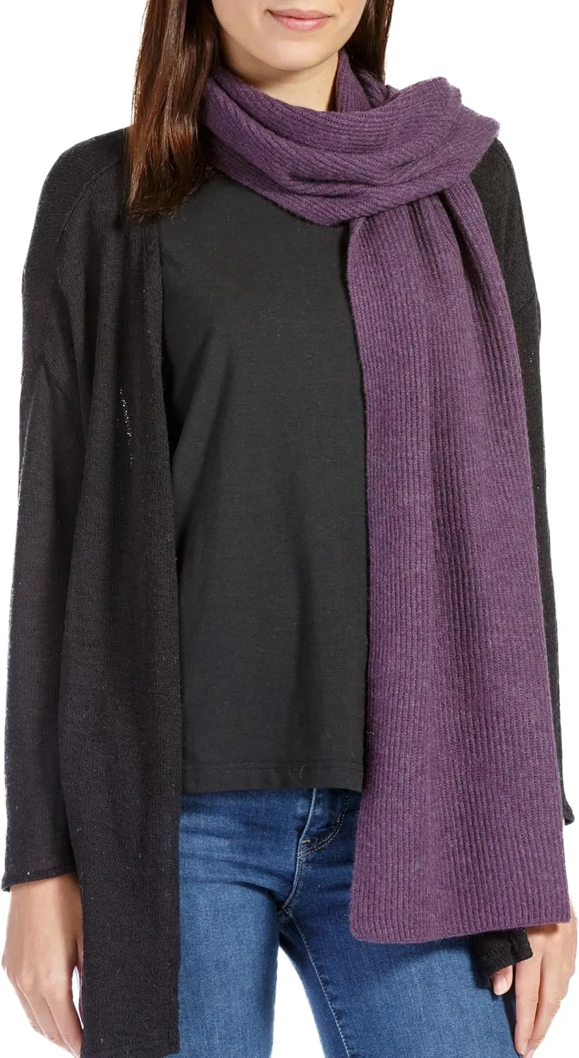 Fishers Finery Women's 100% Cashmere Ribbed Knit Winter Scarf | Black Label Box