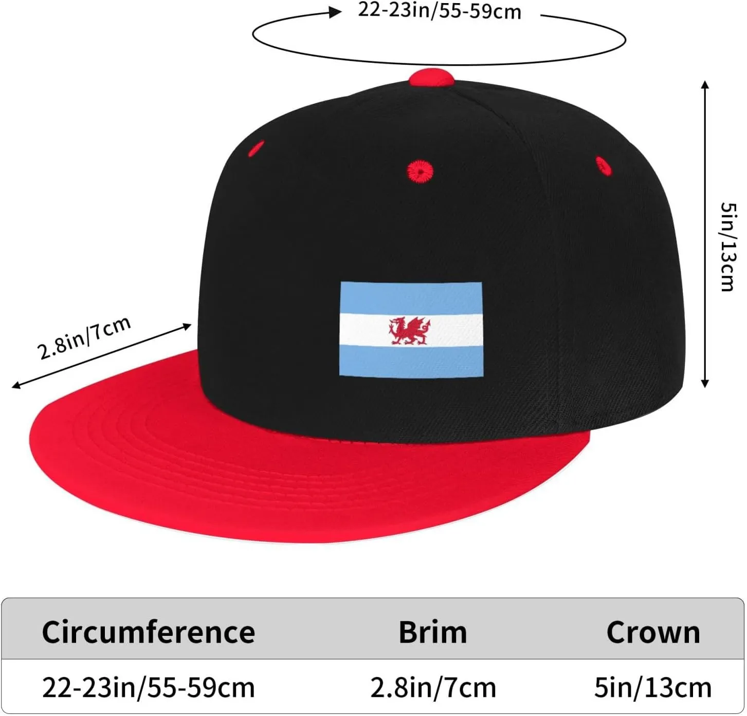 Flag of The Welsh Colony in Patagonia Snapback Hats for Men Women Hat Baseball Cap Flat Bill Visor White Hat