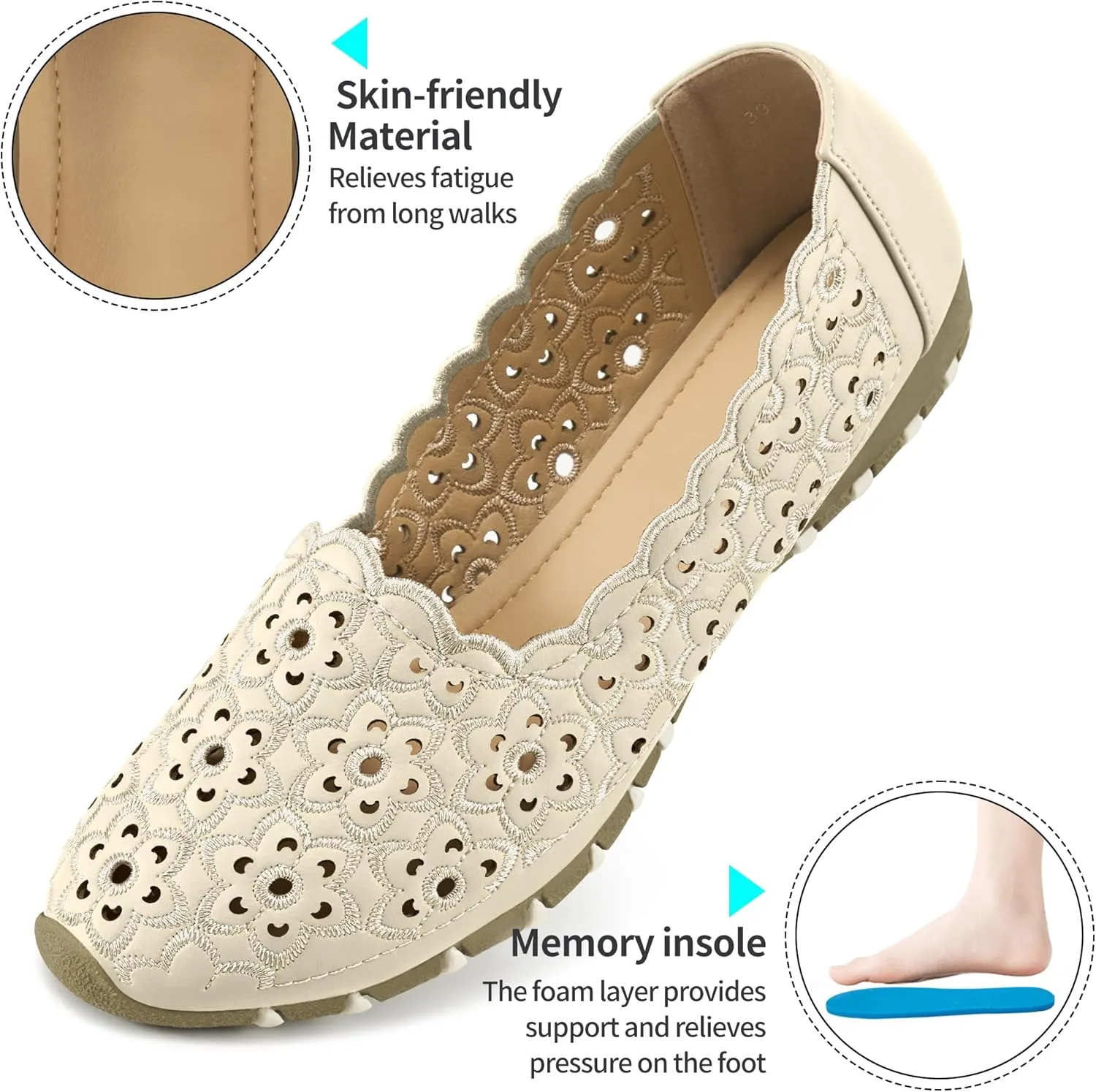 Flats for Women Ballet Shoes: Comfortable Closed Toe Dressy Shoes for Womens Slip on Ballet Flats