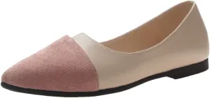 Flats for Women Pointed Toe Ballet Flats Shoes Splice Color Suede Flat Shoes Flats Comfortable Dressy Slip on Flat Dress Shoes
