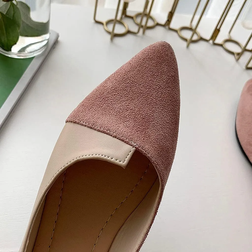 Flats for Women Pointed Toe Ballet Flats Shoes Splice Color Suede Flat Shoes Flats Comfortable Dressy Slip on Flat Dress Shoes