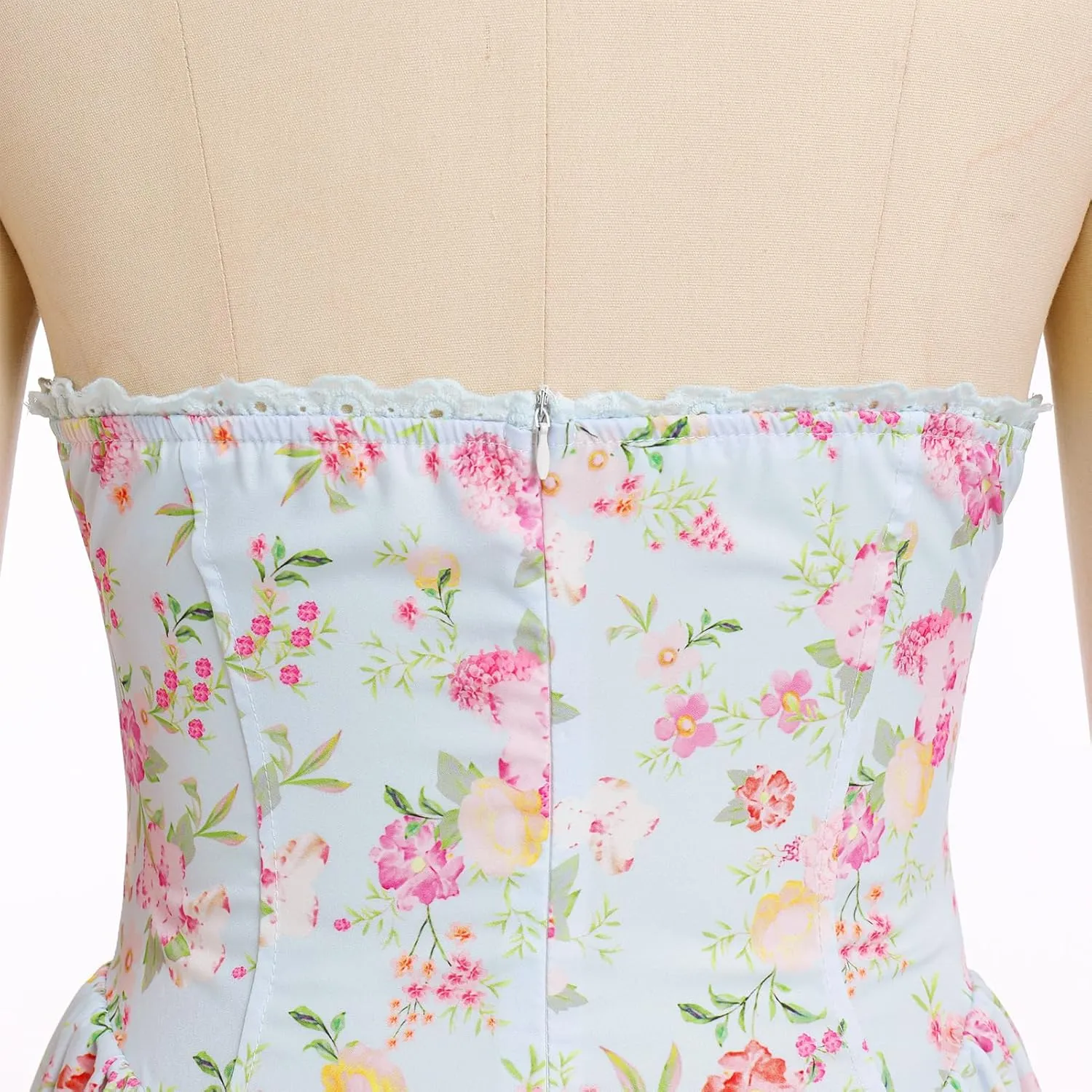 Floral Corset Dress Solid Long Dress Sleeveless Halter Low Cut Dress Open Back Bustier Midi Dress Summer