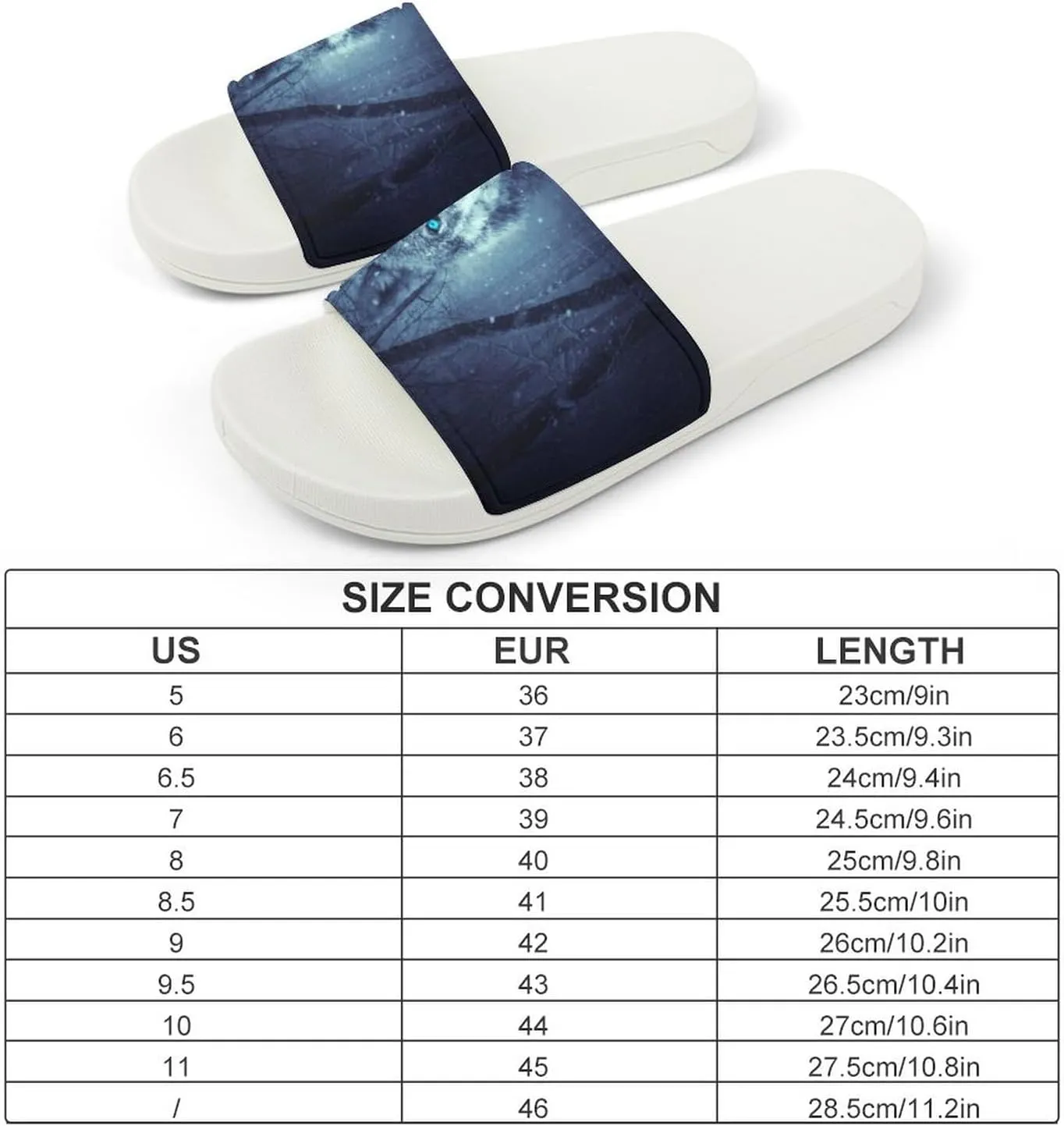Forest Black Snowfall Cold Galaxy Wolf Pattern PVC Home Slippers Non-Slip Shower Sandals Summer Indoor Outdoor Beach for Men And Women