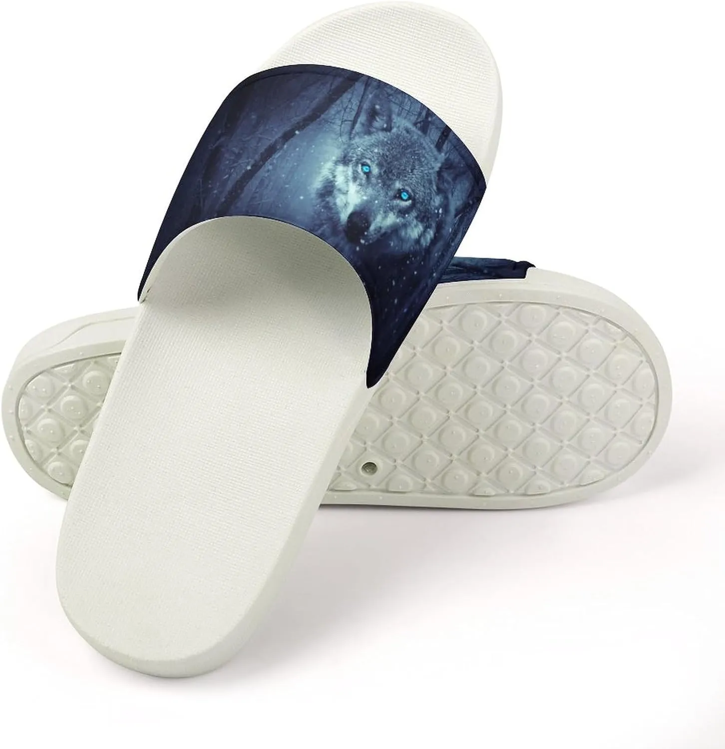 Forest Black Snowfall Cold Galaxy Wolf Pattern PVC Home Slippers Non-Slip Shower Sandals Summer Indoor Outdoor Beach for Men And Women