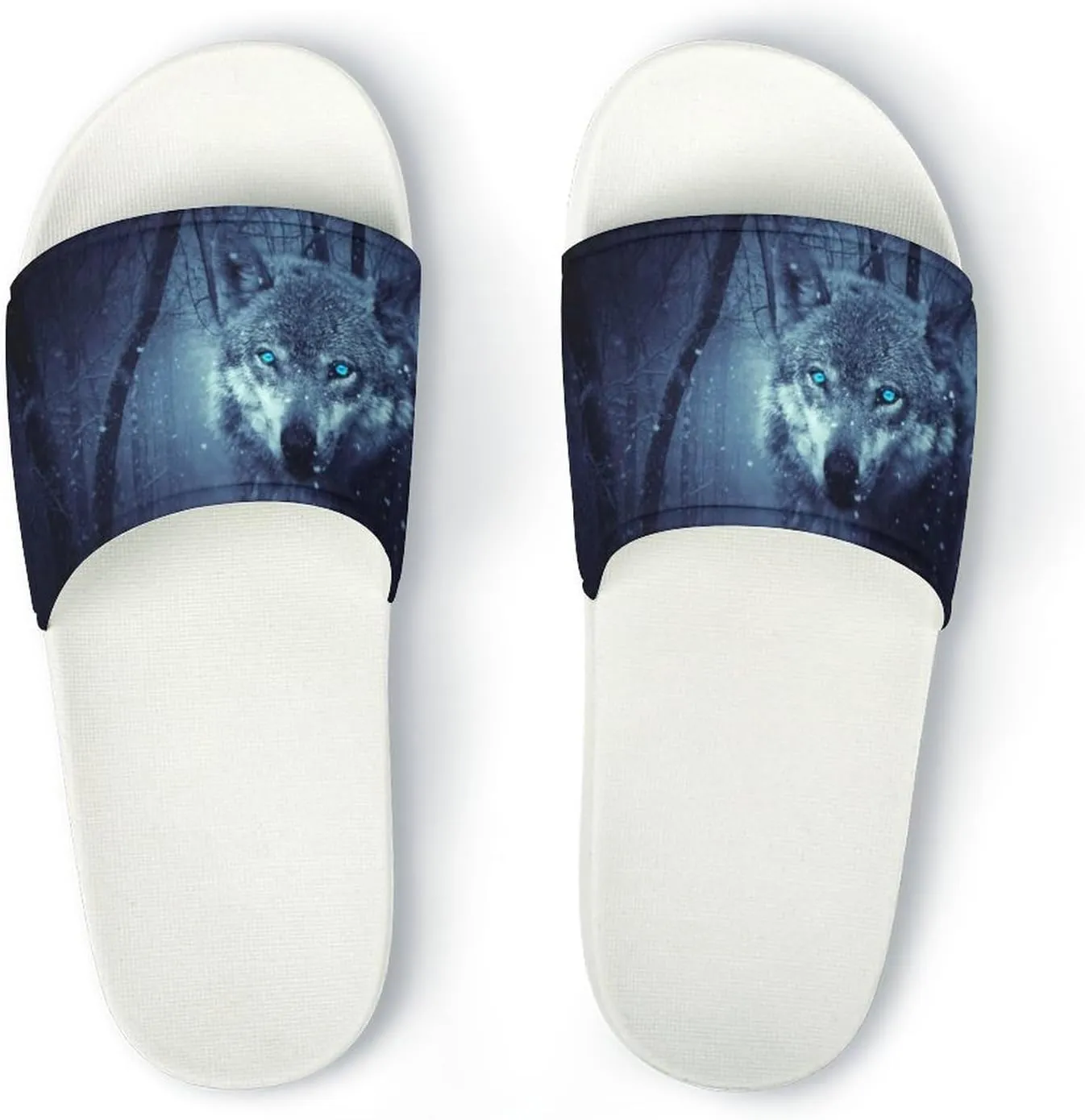 Forest Black Snowfall Cold Galaxy Wolf Pattern PVC Home Slippers Non-Slip Shower Sandals Summer Indoor Outdoor Beach for Men And Women