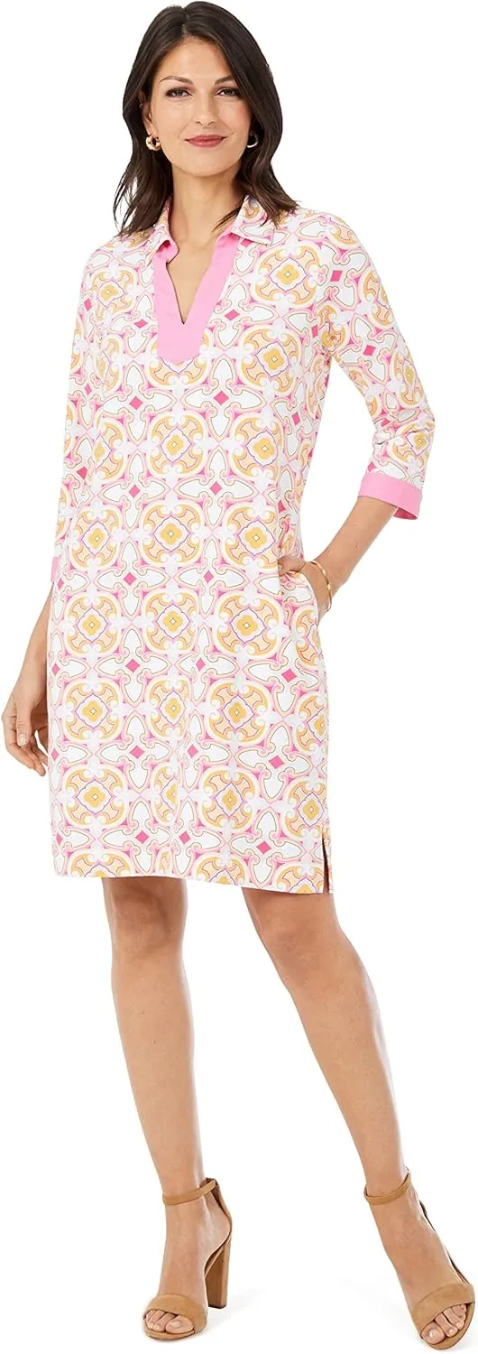 Foxcroft Women's Plus Size Angel 3/4 Sleeve Medallions Dress