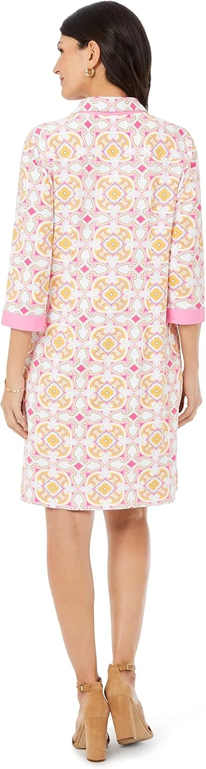 Foxcroft Women's Plus Size Angel 3/4 Sleeve Medallions Dress