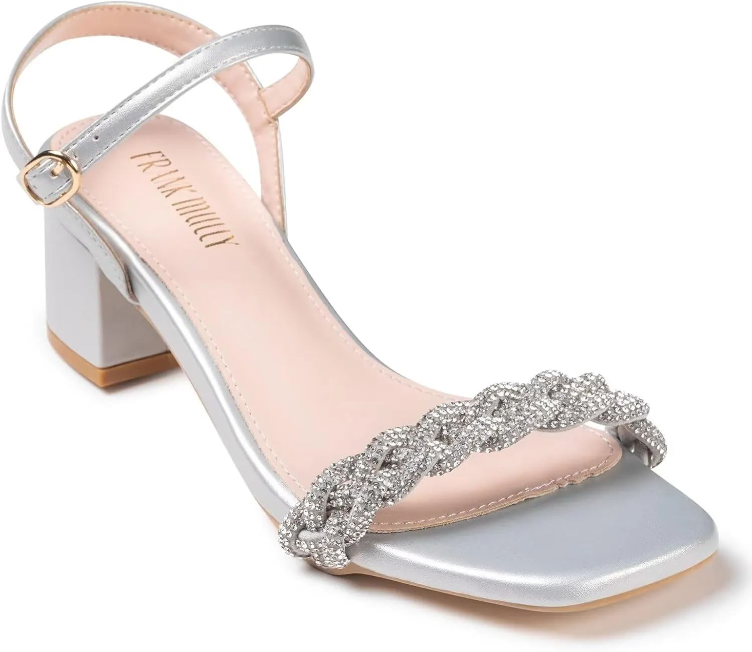 Frank Mully Women's Braided Sandal Heels Ankle Strap Comfortable Blocked Heeled Sandals Square Open Toe Cute Prom Pump Sandals Shoes