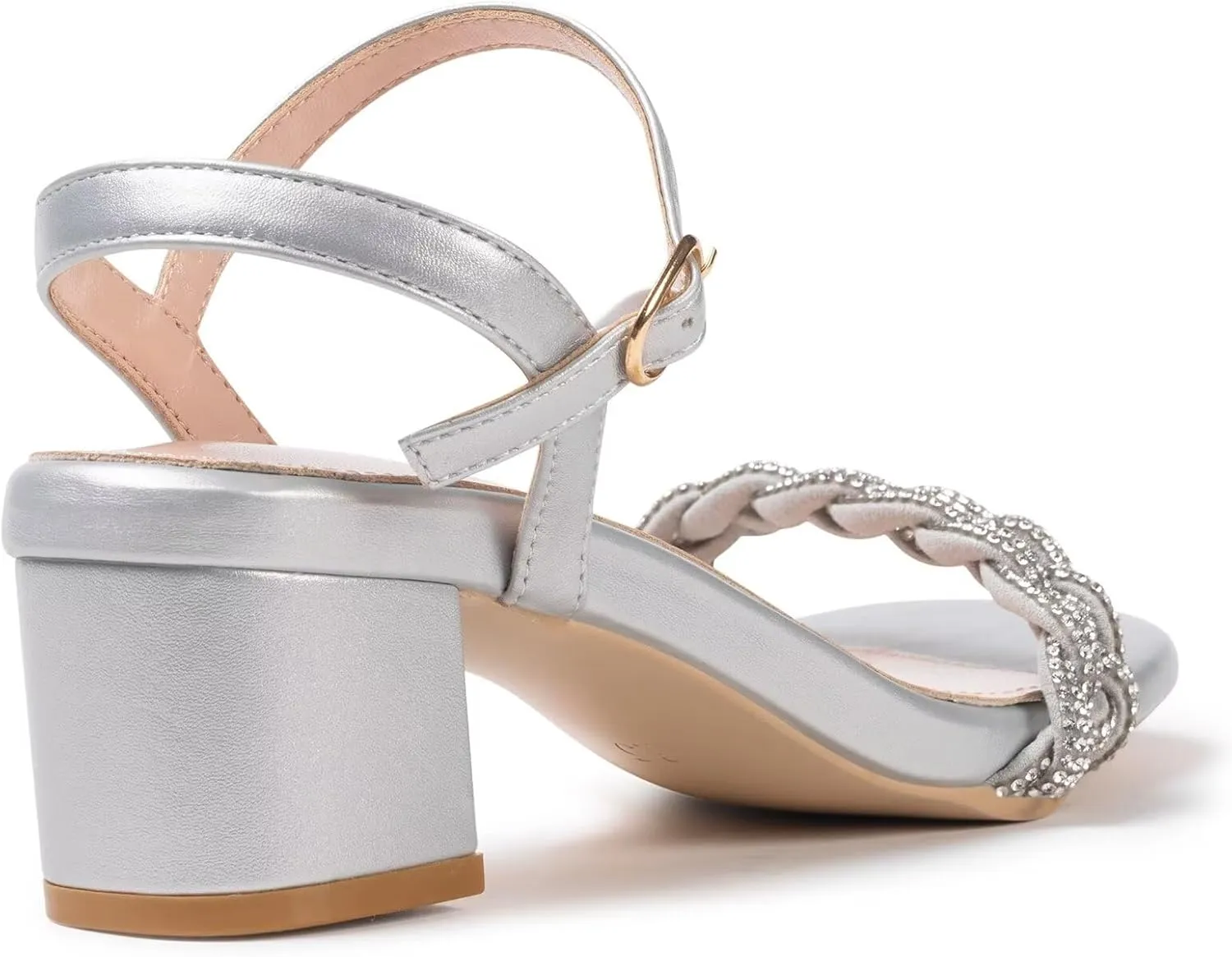 Frank Mully Women's Braided Sandal Heels Ankle Strap Comfortable Blocked Heeled Sandals Square Open Toe Cute Prom Pump Sandals Shoes
