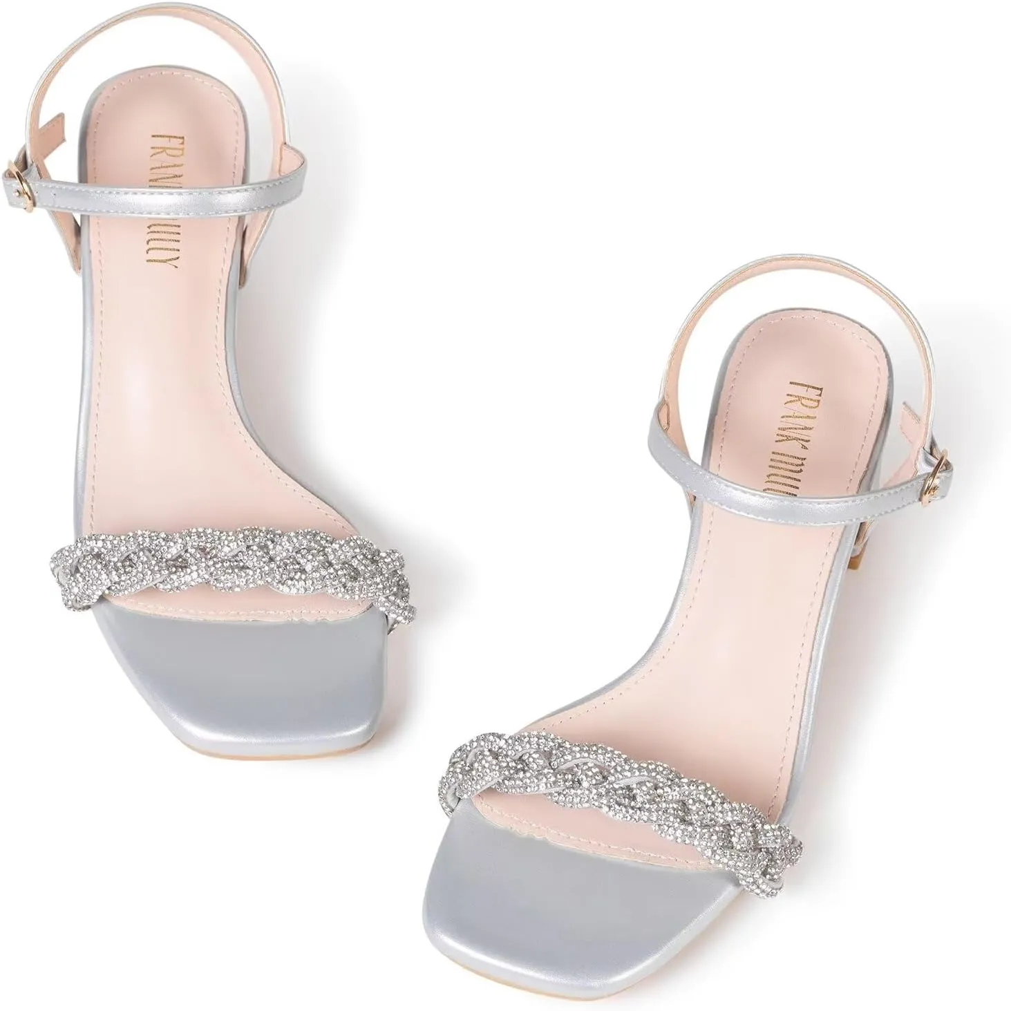 Frank Mully Women's Braided Sandal Heels Ankle Strap Comfortable Blocked Heeled Sandals Square Open Toe Cute Prom Pump Sandals Shoes