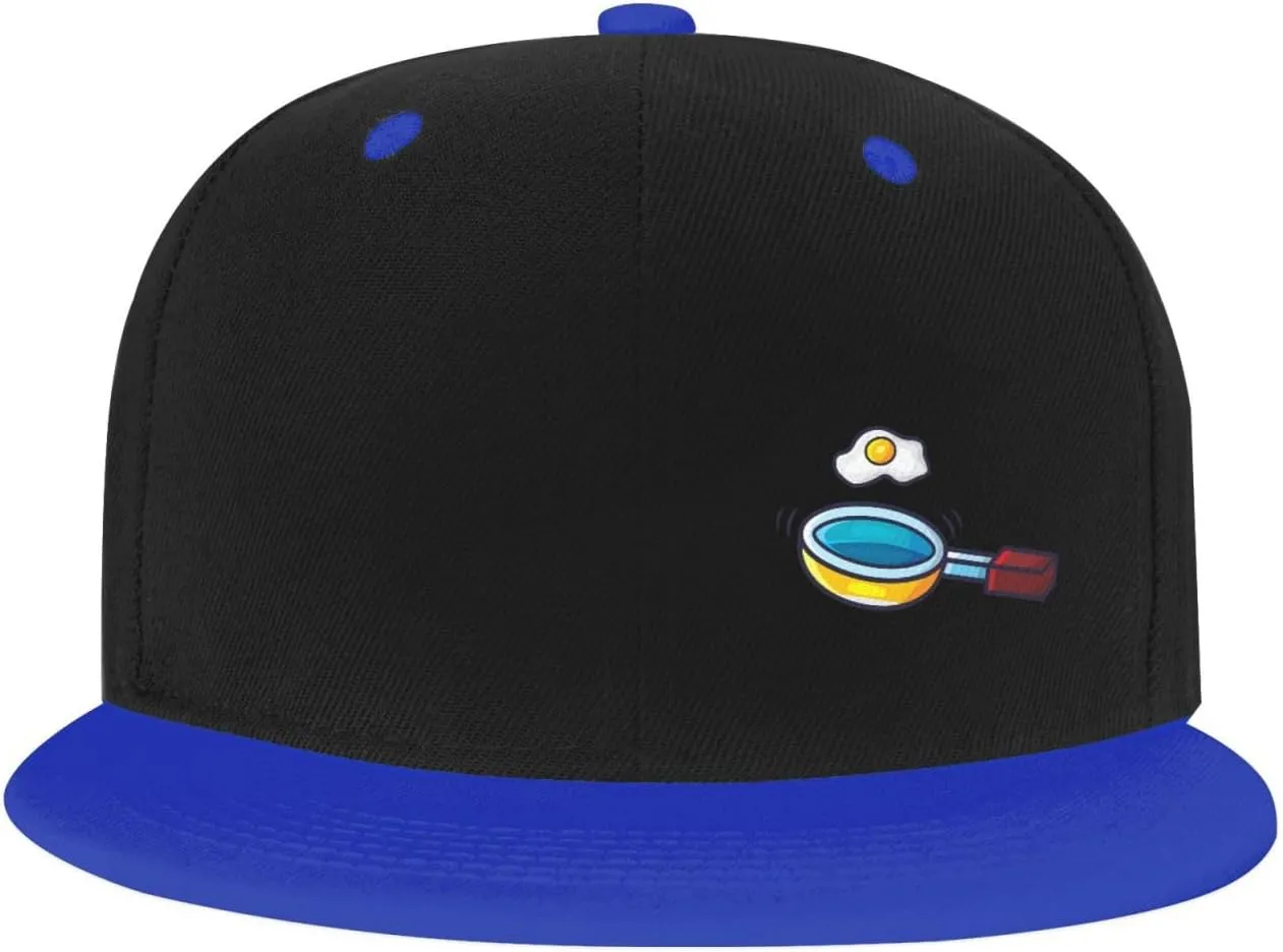 Frying Pan with Eggs Snapback Hats for Men Women Hat Baseball Cap Flat Bill Visor White Hat