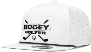 Funny Golf Hat for Men - Flat Bill Snapback Rope Hat, Black/White