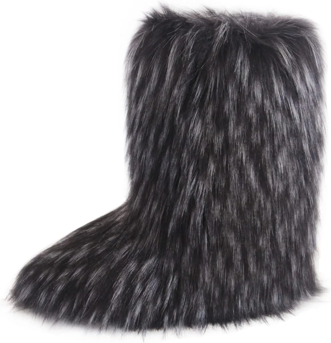 Gegefur Women's Faux fur Boot Furry Fluffy Short Snow Boot Mid-Calf Boots Warm Comfortable Outdoor Flat Shoes