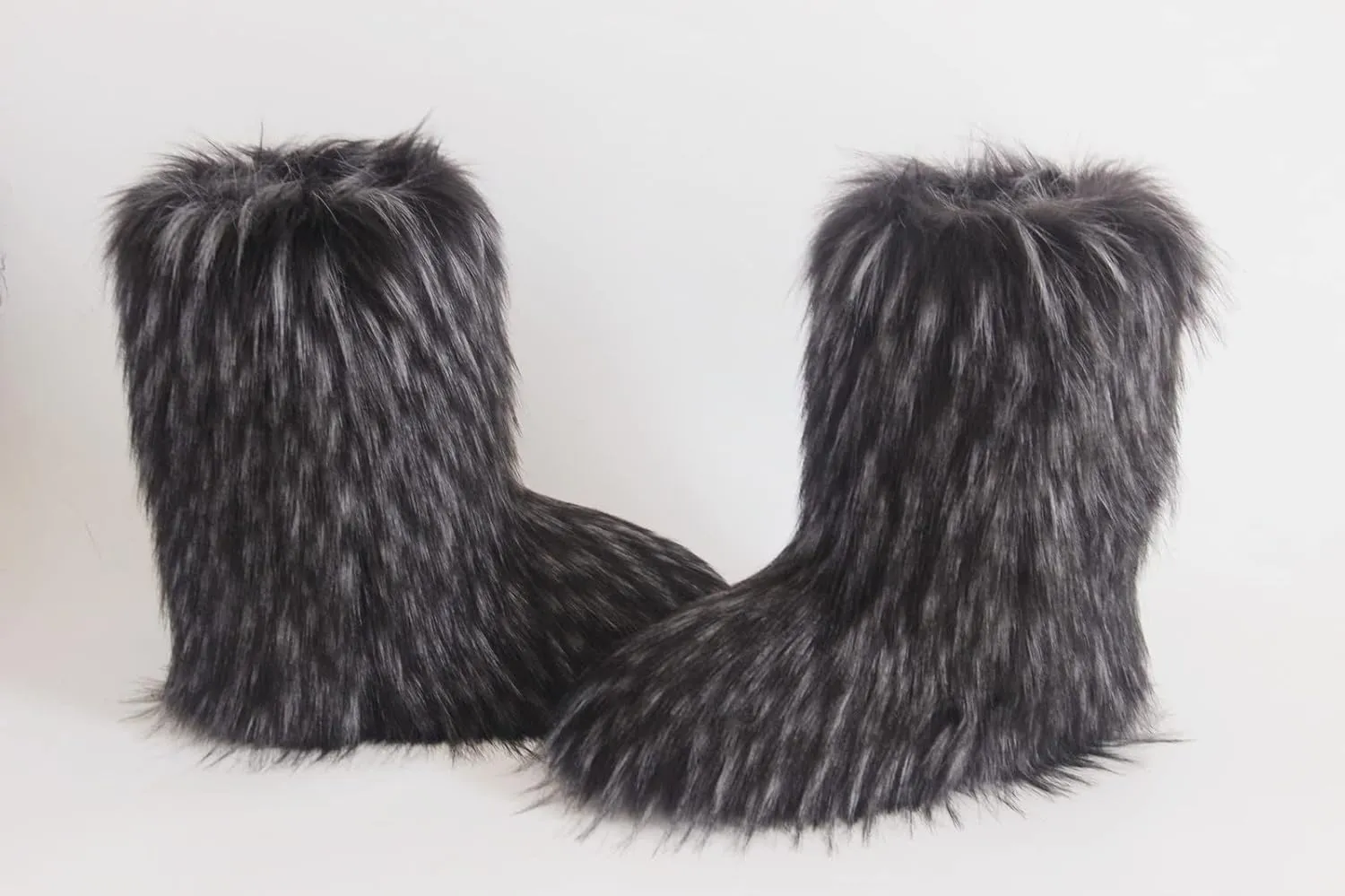 Gegefur Women's Faux fur Boot Furry Fluffy Short Snow Boot Mid-Calf Boots Warm Comfortable Outdoor Flat Shoes