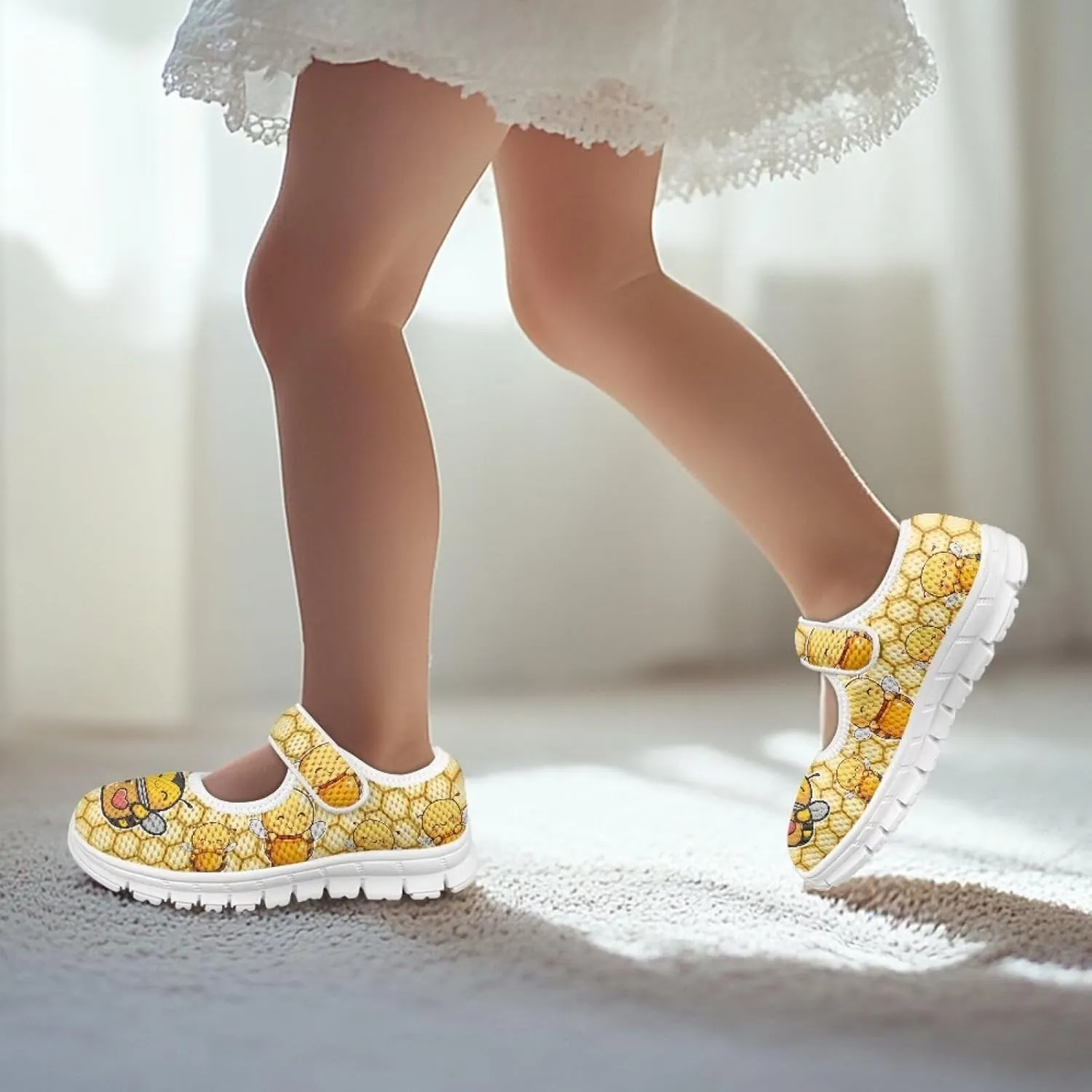 Girls Single Buckle Sneaker,Mary Jane Flats Shoes for Kids,Lightweight Walking Sneaker with White Sole Size 11-15