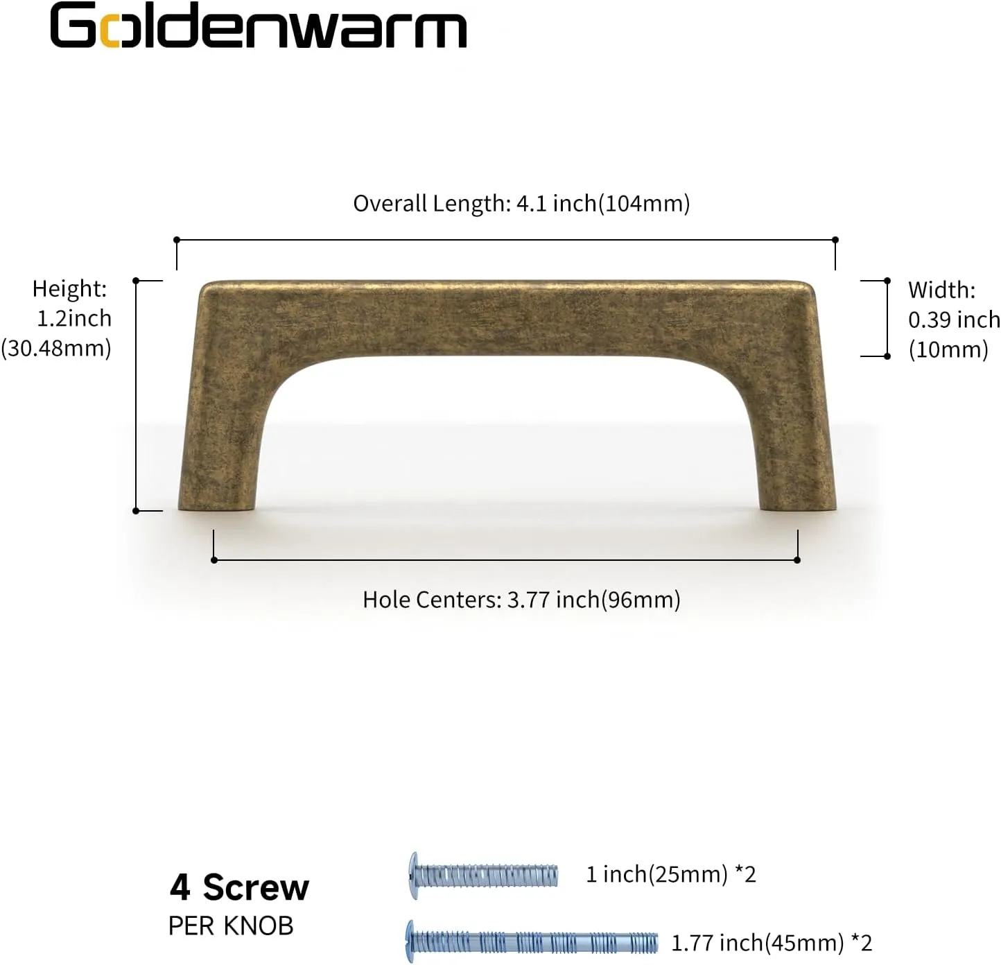 goldenwarm 25 Pack Antique Bronze Cabinet Pulls, 3-3/4 Inch Kitchen Hole Center Handles, Antique Brass Drawer Pulls, Zinc Alloy Hardware for Cabinets, Cupboard, Dresser