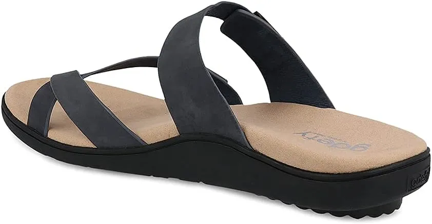 Gravity Defyer Women's GDEFY Yontal Leather Fashion Sandal - VersoShock Proven Performance Orthotic Slides