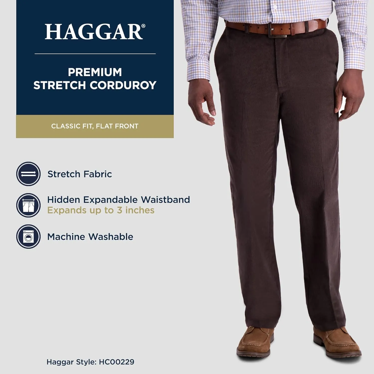 Haggar Mens Classic Fit Stretch Corduroy Pant