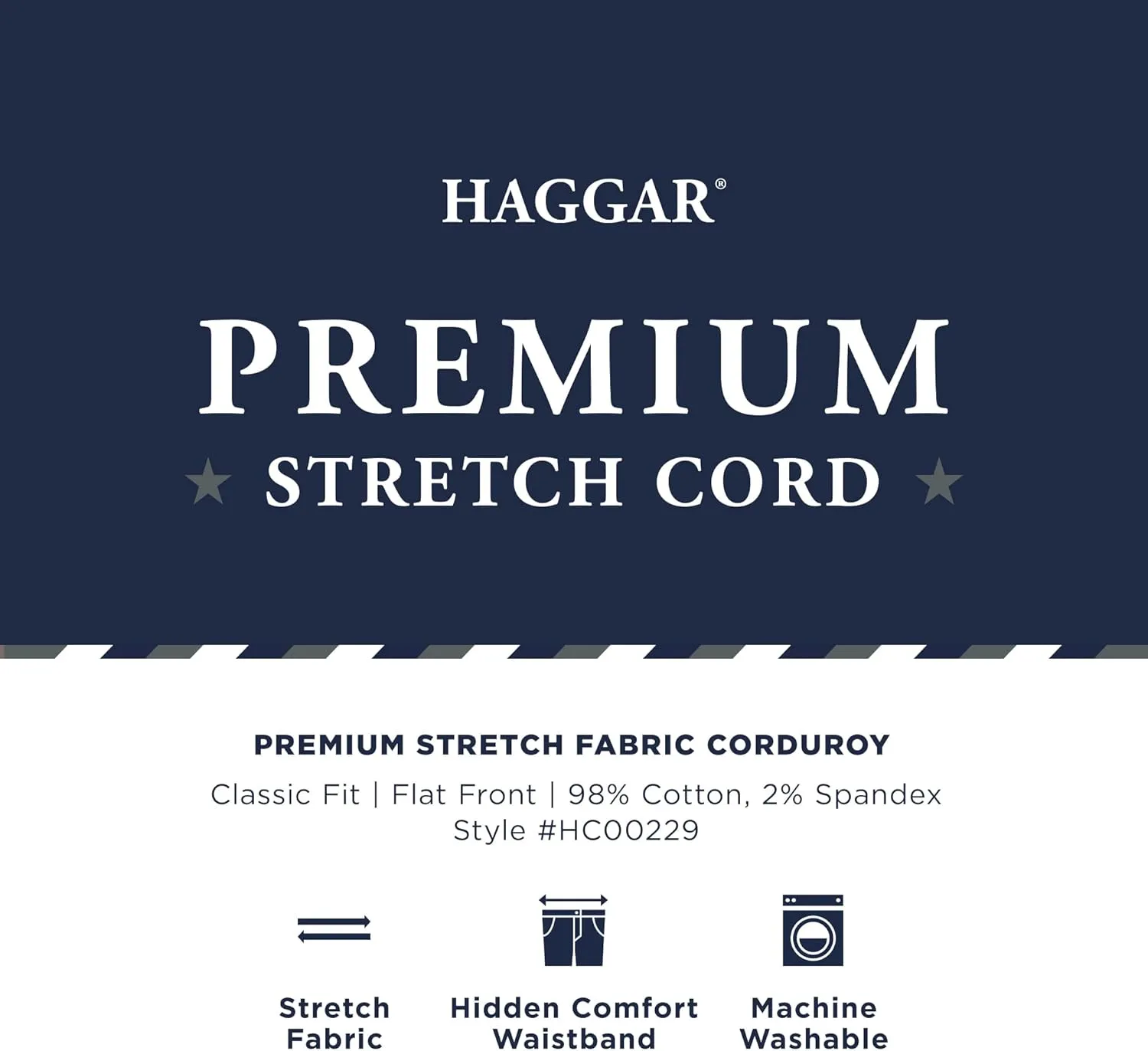 Haggar Mens Classic Fit Stretch Corduroy Pant